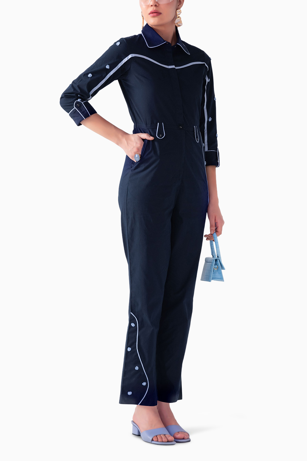 Caspian Navy Jumpsuit