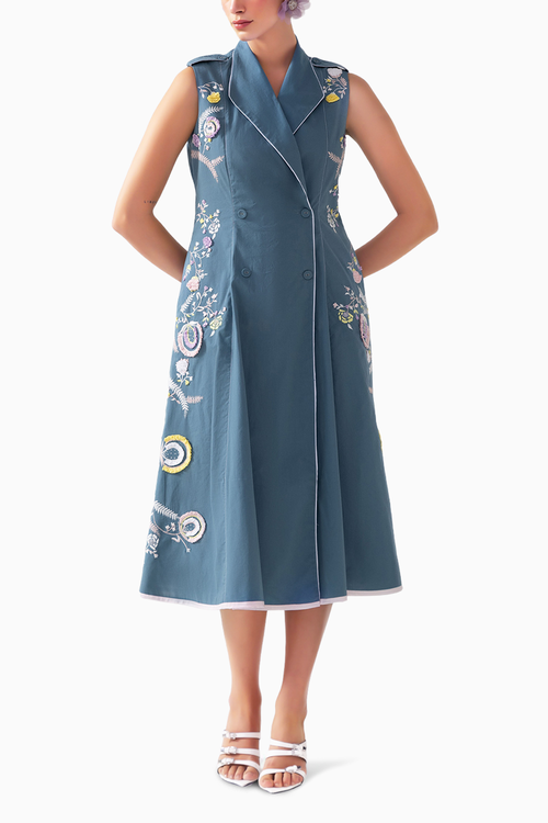 Sofia Petrol Trench Dress
