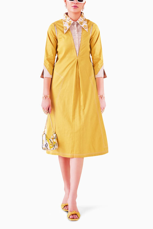 Colada Ochre Midi Dress