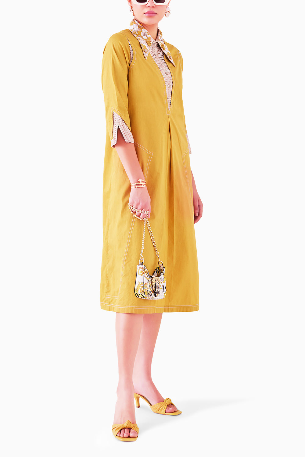 Colada Ochre Midi Dress