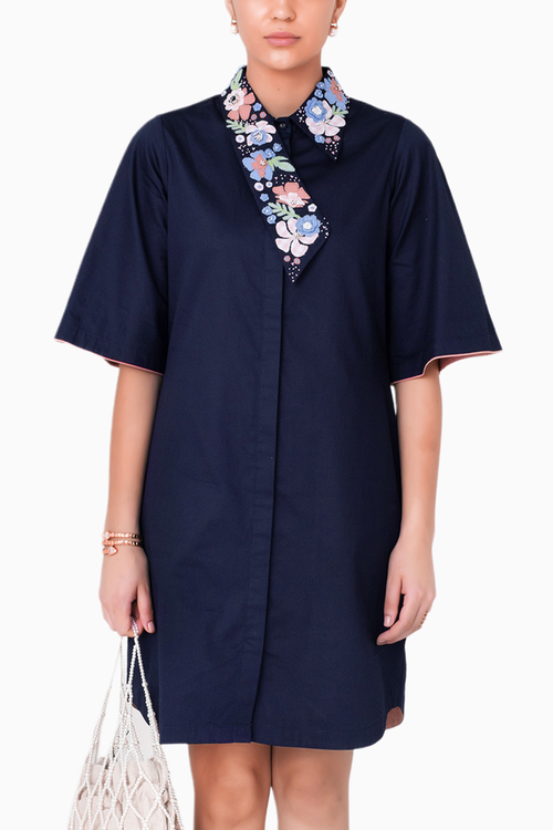 Moonflower Navy Dress