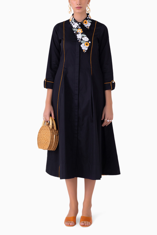 Miyake Midi Black Dress