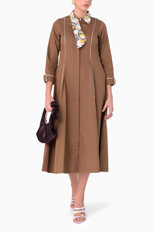 Miyake Midi Tan Dress
