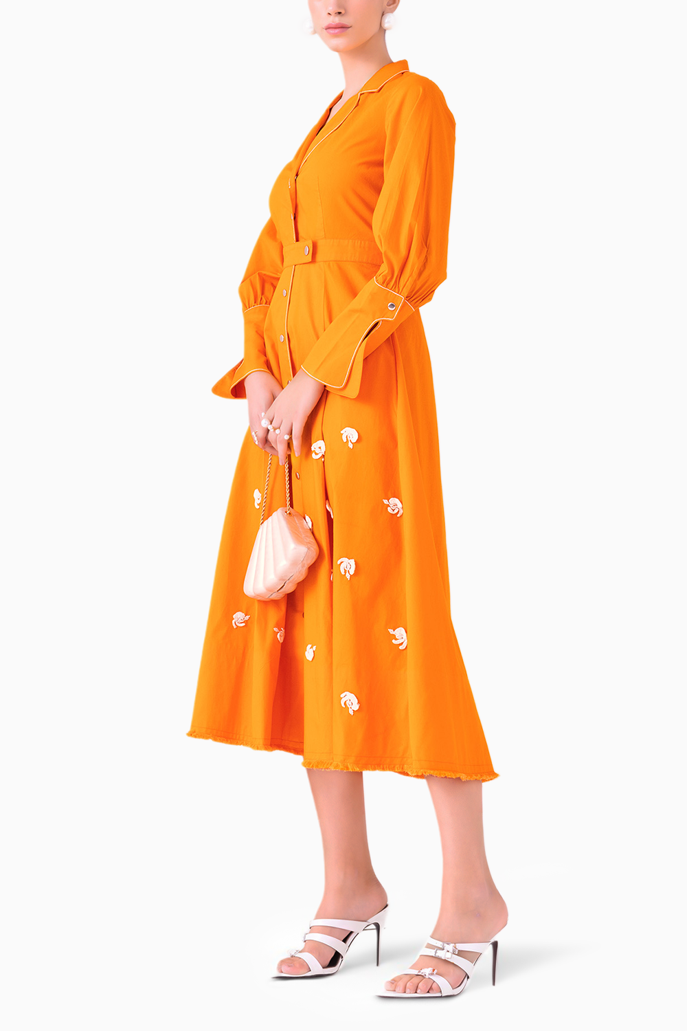 Papaya Sunset Orange Midi Dress