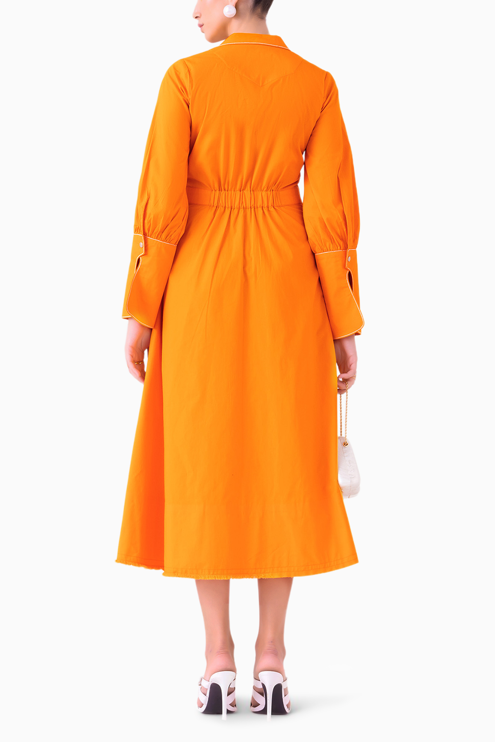 Papaya Sunset Orange Midi Dress