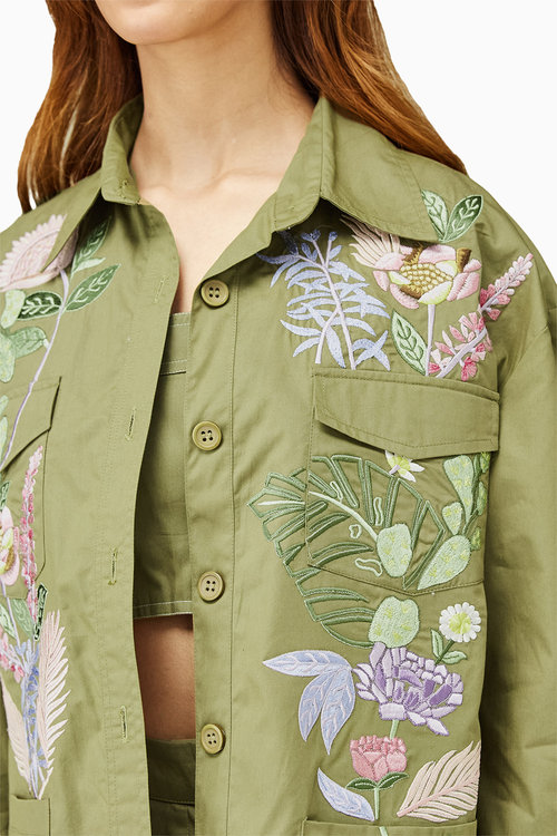 Floral Green Khaki Shirt and Pants