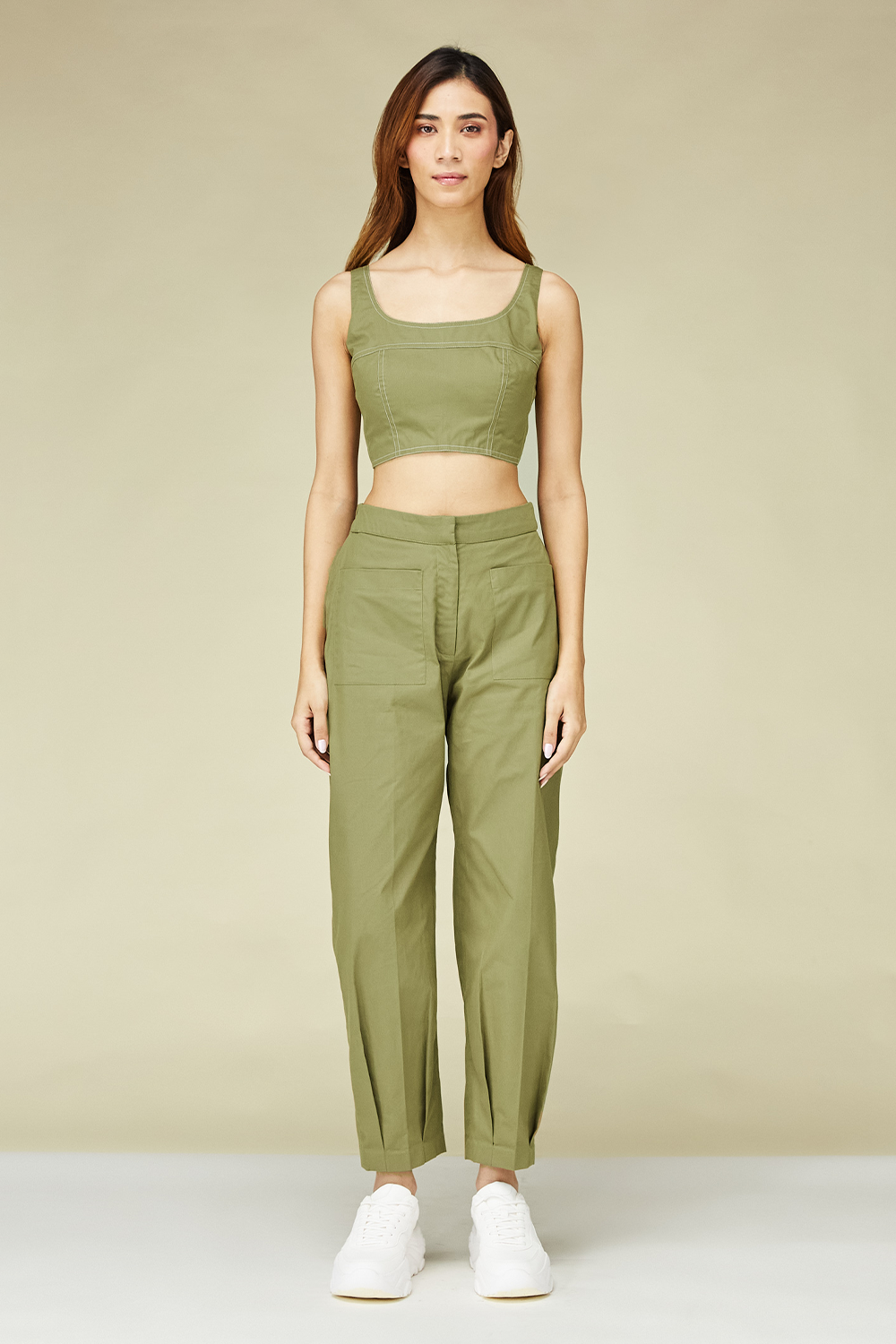 Khaki Green Bustier and Pants