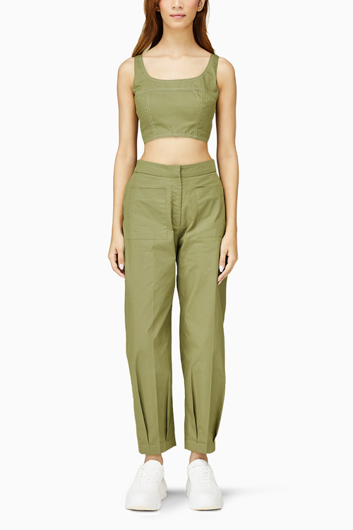 Khaki Green Bustier and Pants