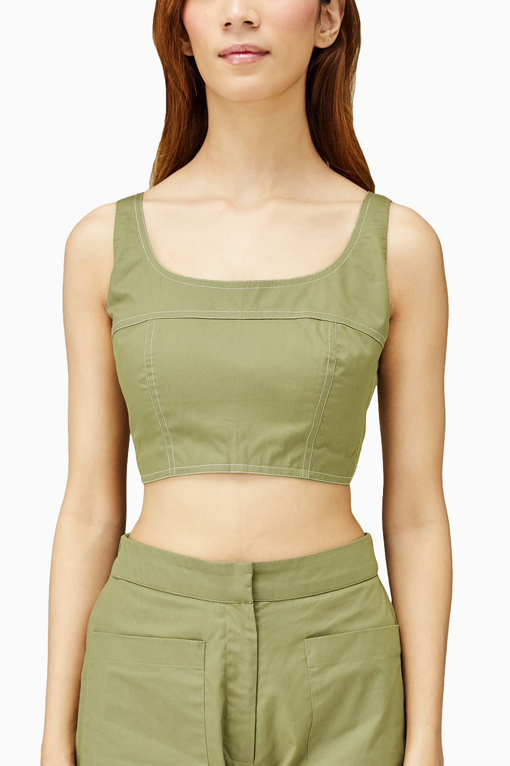 Khaki Green Bustier and Pants