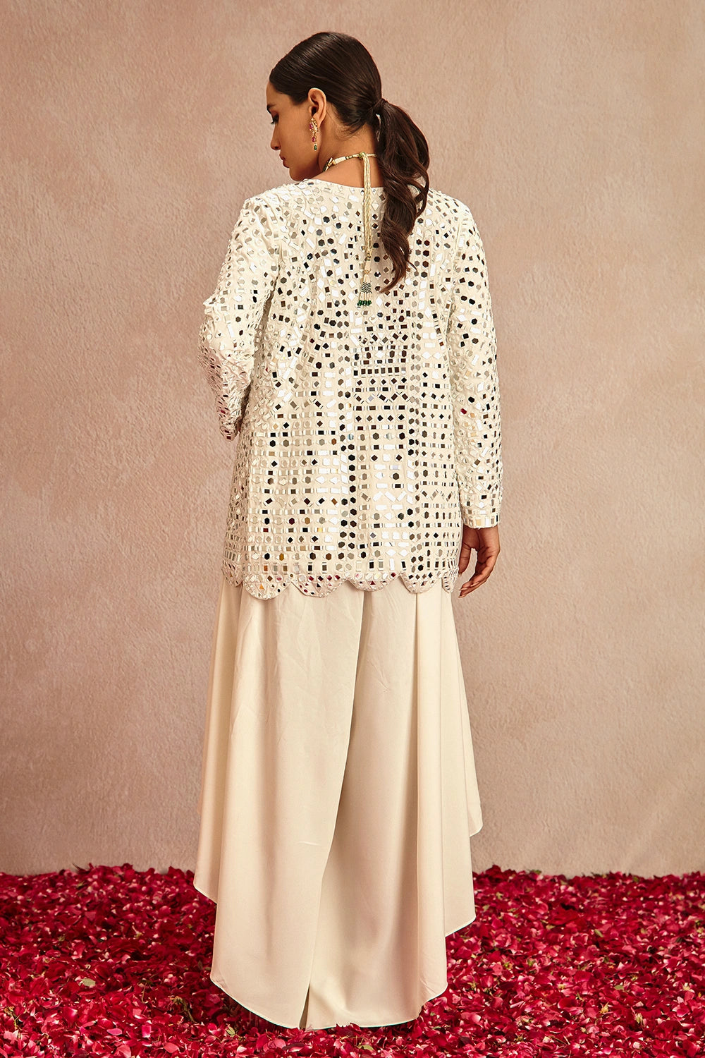 Raina Ivory Embroidered Jacket with Jumpsuit