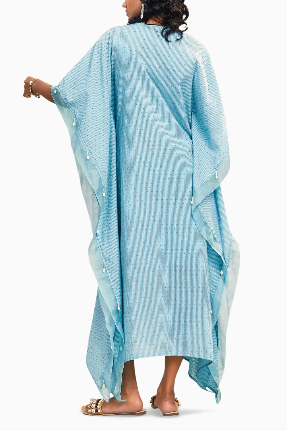 Breezy Tropical Blue Cotton Kaftan