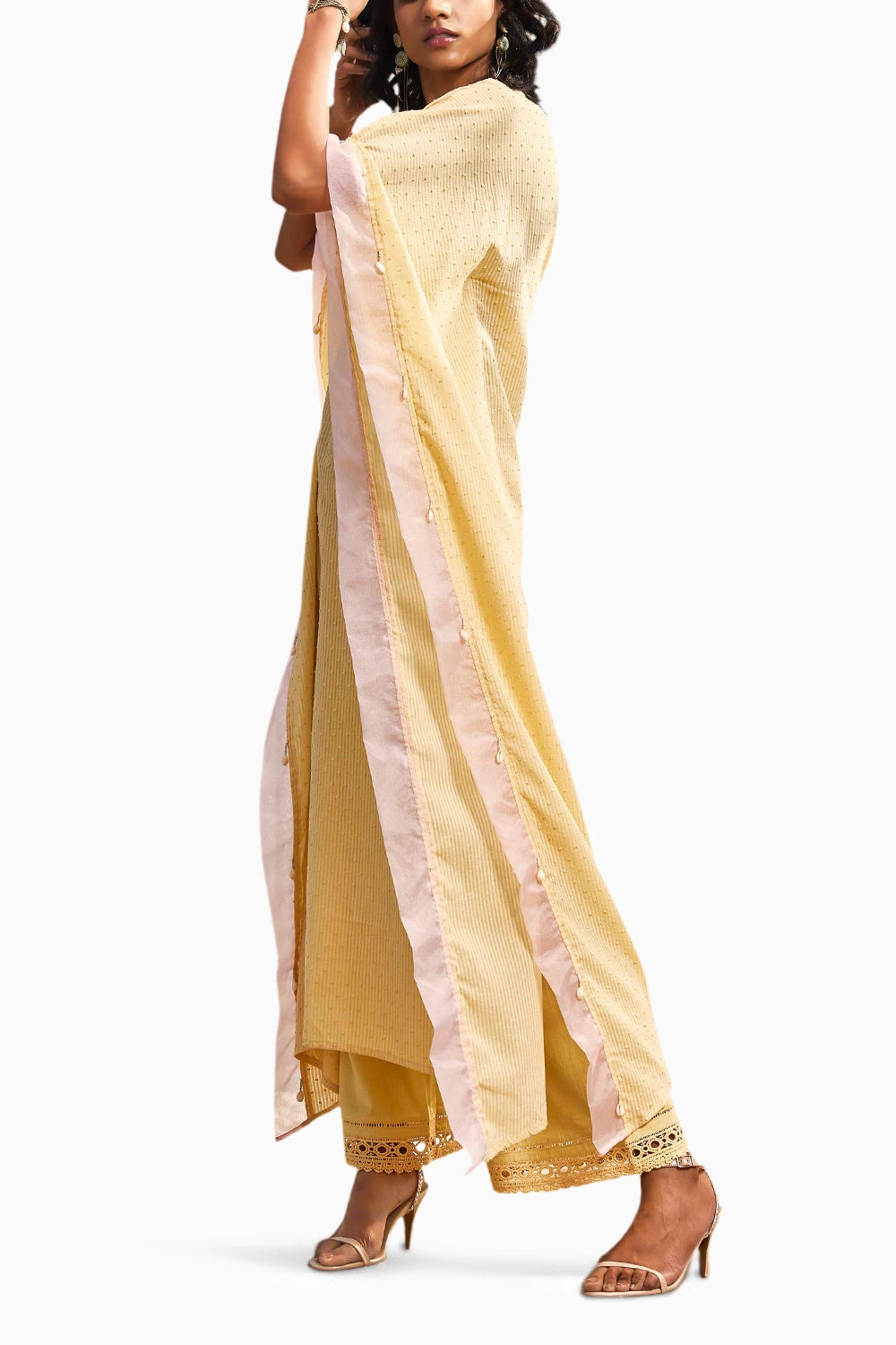 Breezy Sunshine Yellow Cotton Kaftan Set