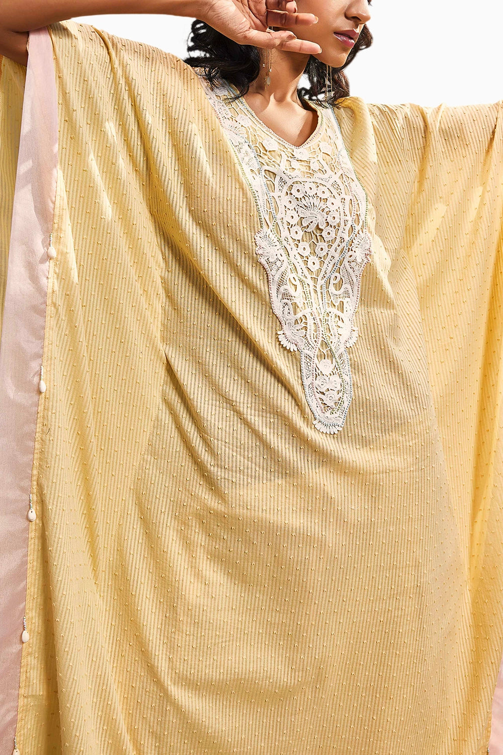 Breezy Sunshine Yellow Cotton Kaftan Set