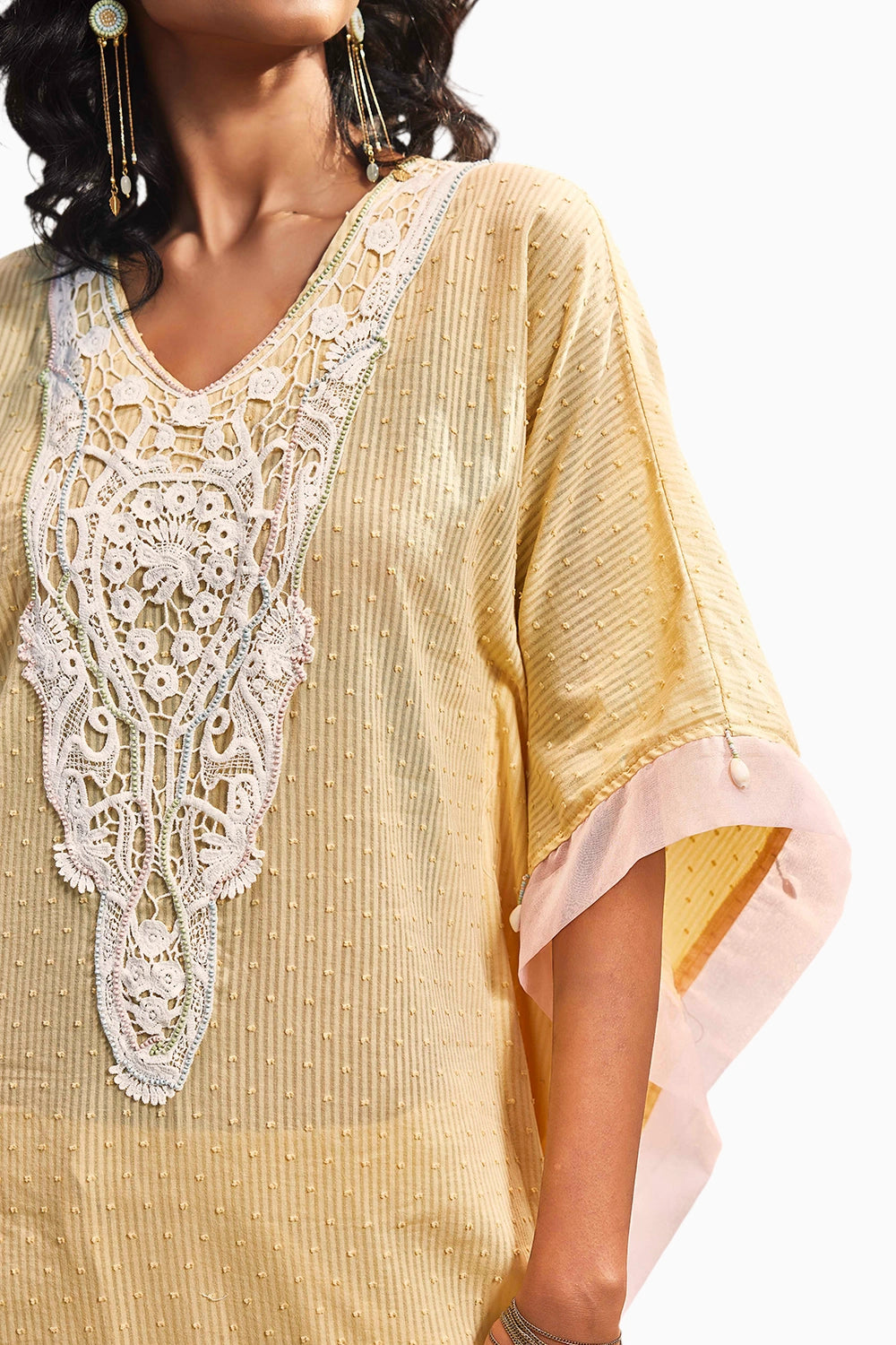 Breezy Sunshine Yellow Cotton Kaftan Set