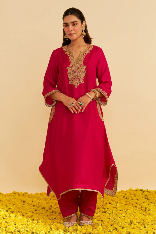 Amaya Hotpink Long Kaftan With Salwar