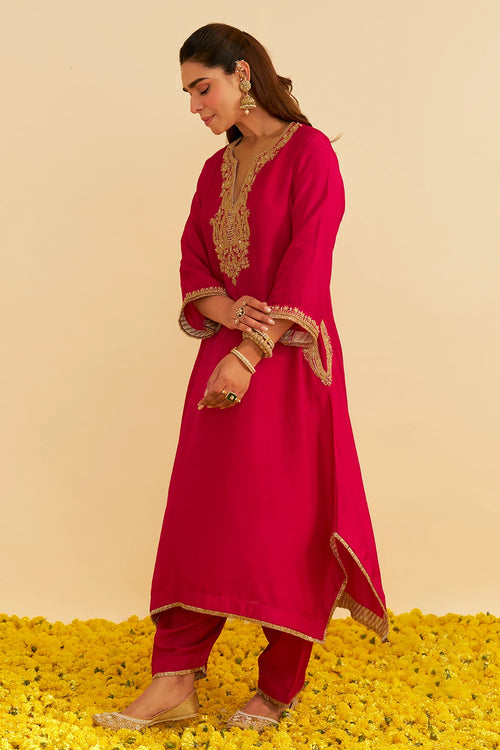 Amaya Hotpink Long Kaftan With Salwar