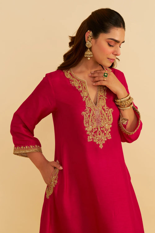 Amaya Hotpink Long Kaftan With Salwar