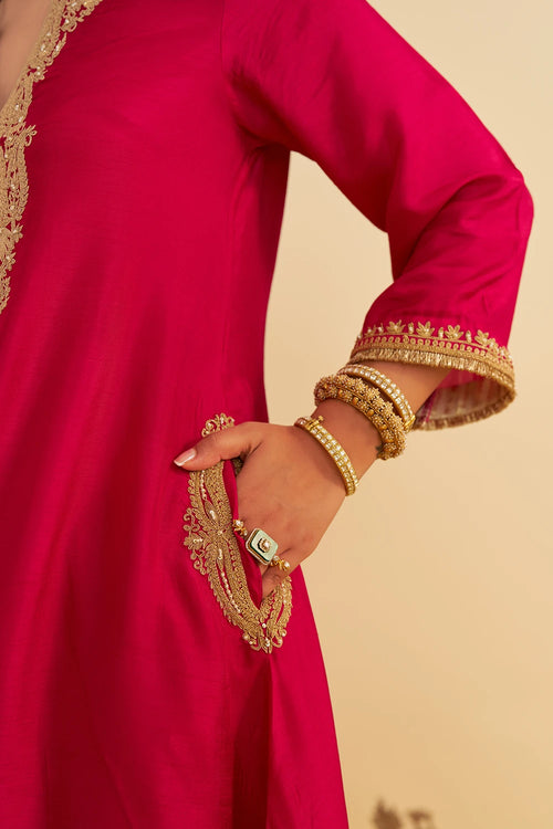 Amaya Hotpink Long Kaftan With Salwar