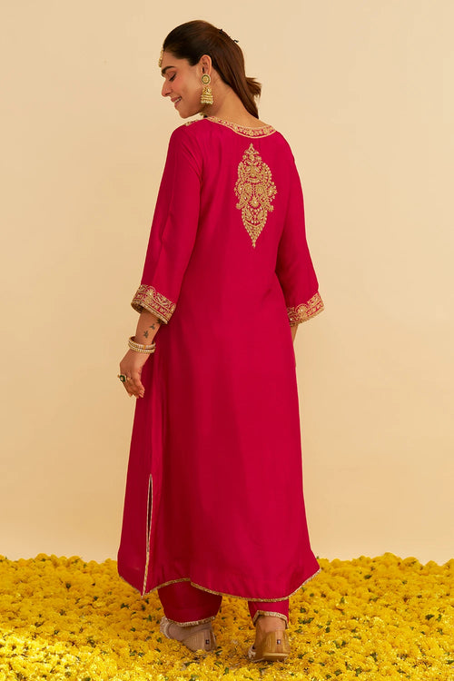 Hiba Hotpink Long Kaftan With Salwar