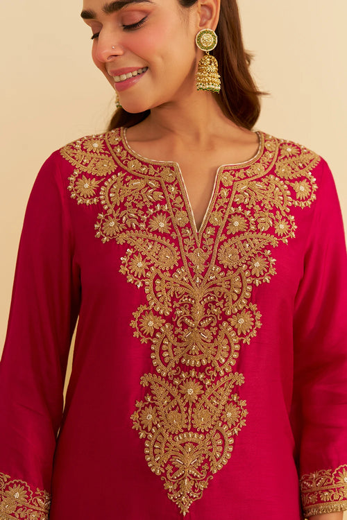 Hiba Hotpink Long Kaftan With Salwar
