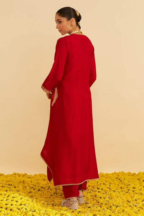 Amaya Deep Red Long Kaftan With Salwar