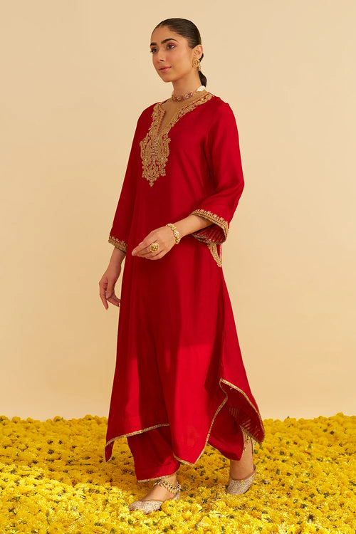 Amaya Deep Red Long Kaftan With Salwar