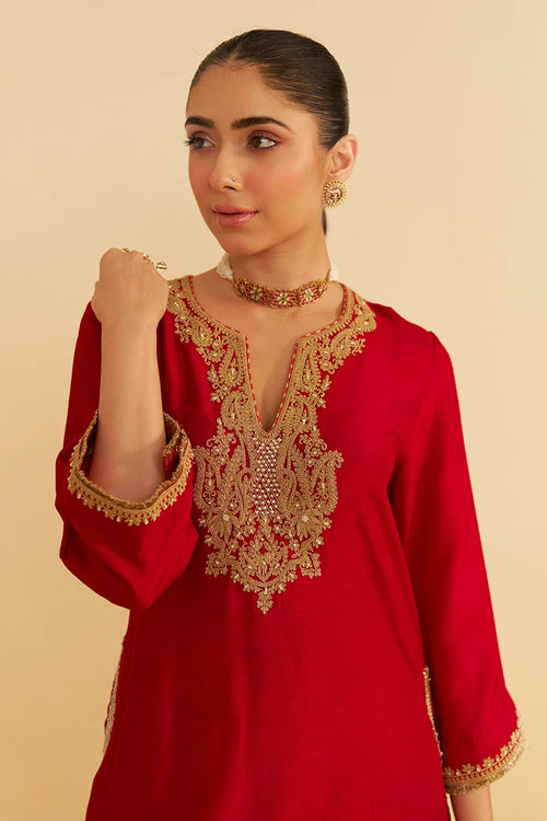 Amaya Deep Red Long Kaftan With Salwar