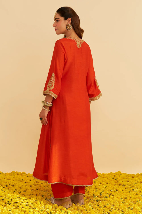 Haayat Burnt Orange Long Kaftan With Salwar