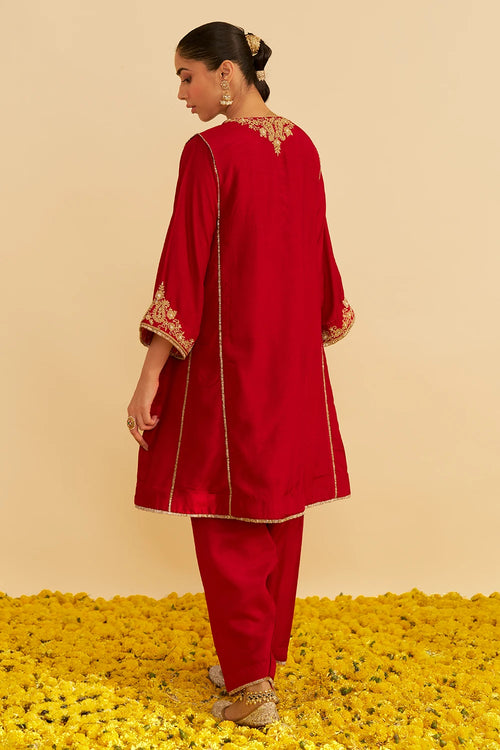 Ayra Deep Red Short Chauga With Salwar