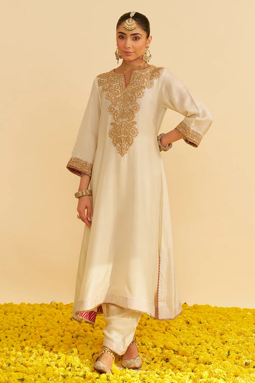 Hiba Daisy Ivory Long Kaftan With Salwar