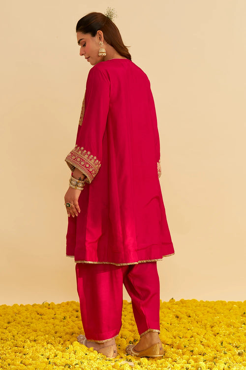 Mehza Hotpink Short Chauga With Salwar