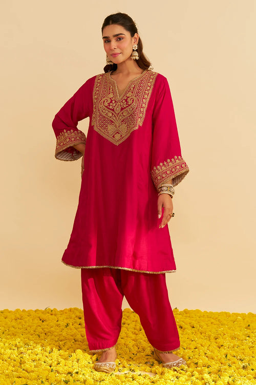 Mehza Hotpink Short Chauga With Salwar