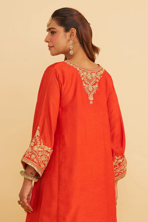 Marwa Burnt Orange Short Chauga With Salwar