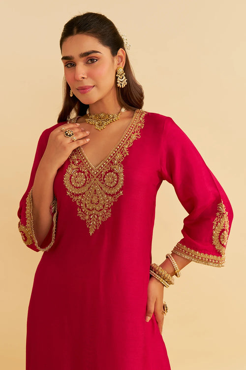 Haayat Hotpink Long Kaftan With Salwar