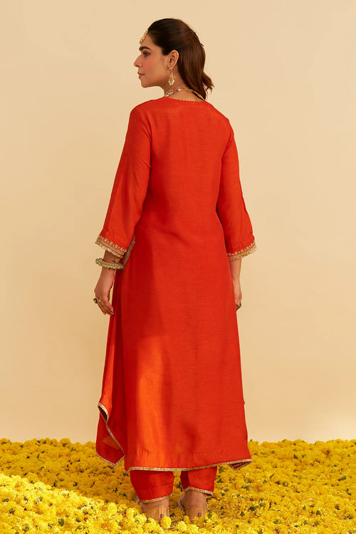 Amaya Burnt Orange Long Kaftan With Salwar