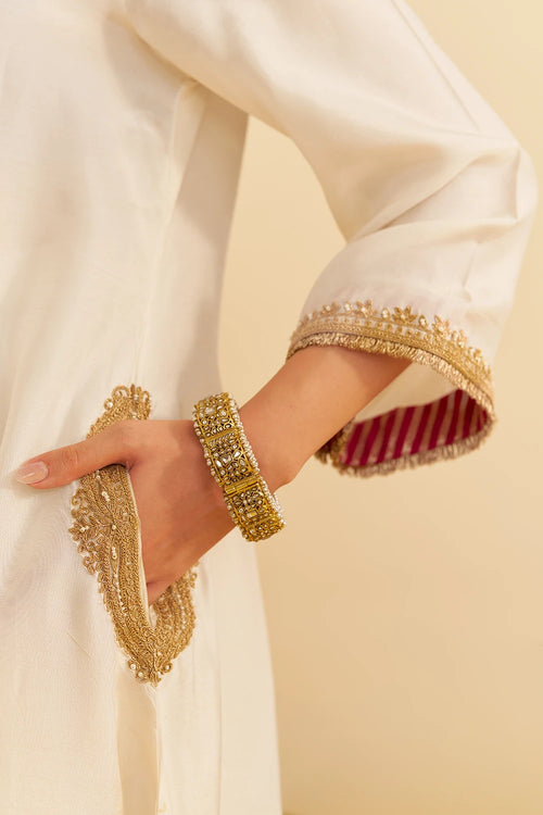 Amaya Daisy Ivory Long Kaftan With Salwar