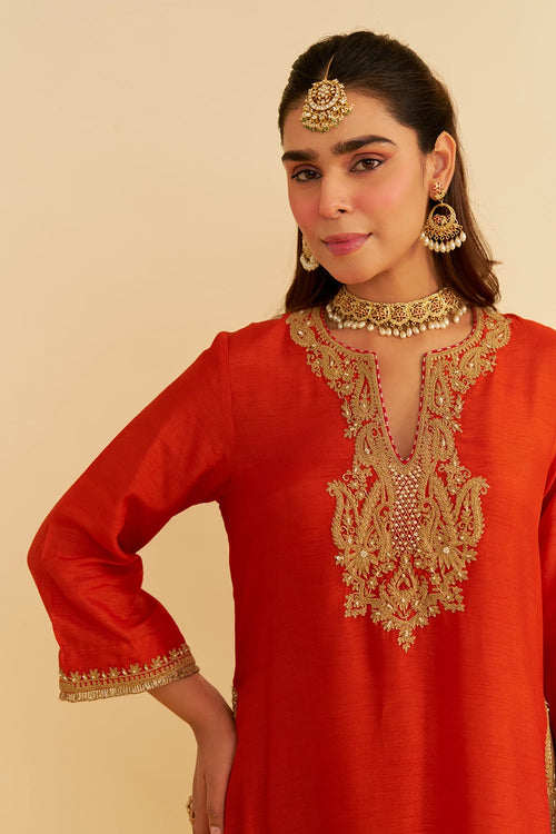 Amaya Burnt Orange Long Kaftan With Salwar