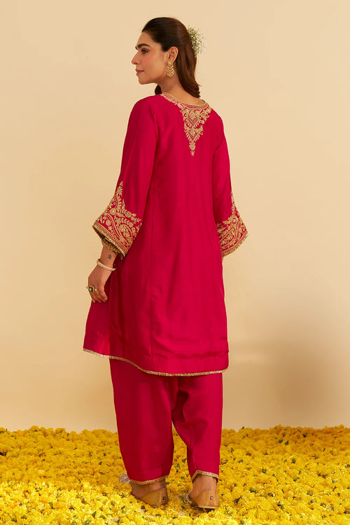 Marwa Hotpink Short Chauga With Salwar