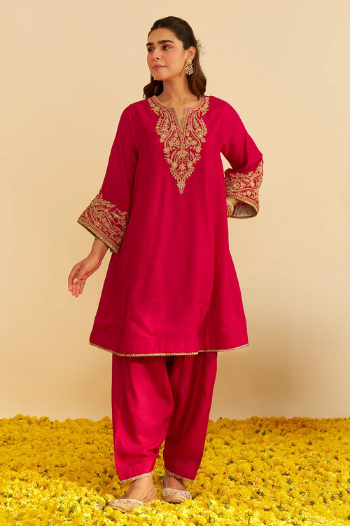 Marwa Hotpink Short Chauga With Salwar
