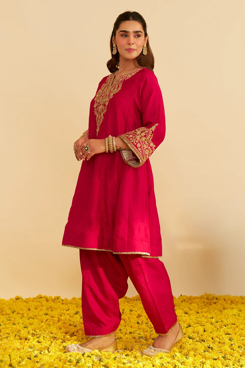 Marwa Hotpink Short Chauga With Salwar