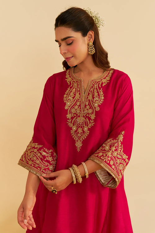 Marwa Hotpink Short Chauga With Salwar