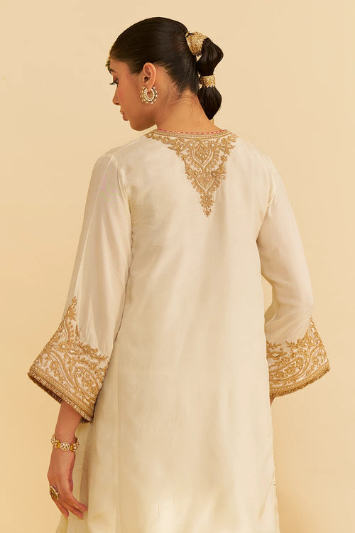 Marwa Daisy Ivory Short Chauga With Salwar