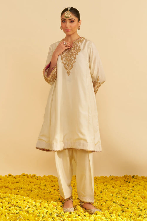 Marwa Daisy Ivory Short Chauga With Salwar