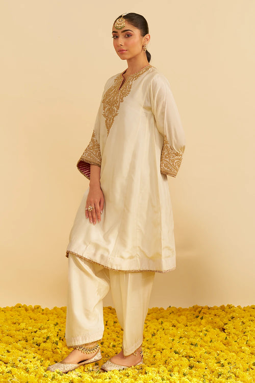 Marwa Daisy Ivory Short Chauga With Salwar