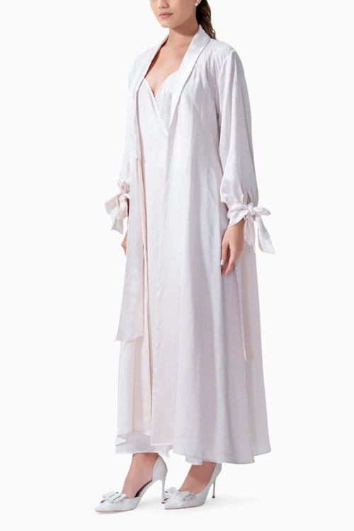 Bridal Jacqaurd Silk Long Slip and Robe Set