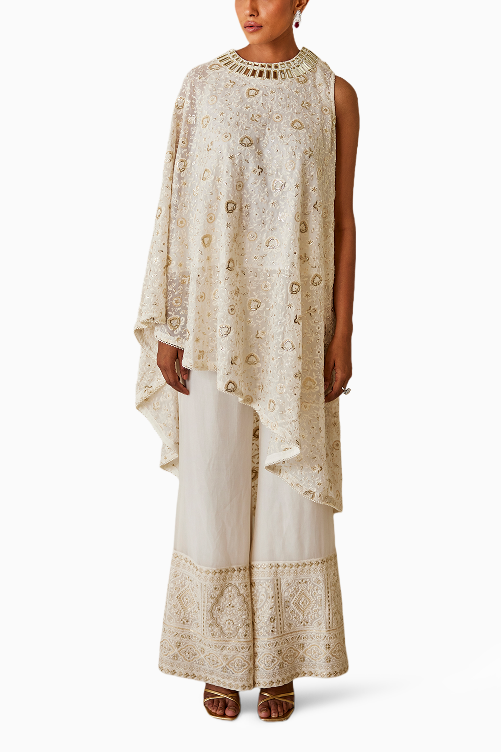 Chikankari Asym Cape with Palazzos