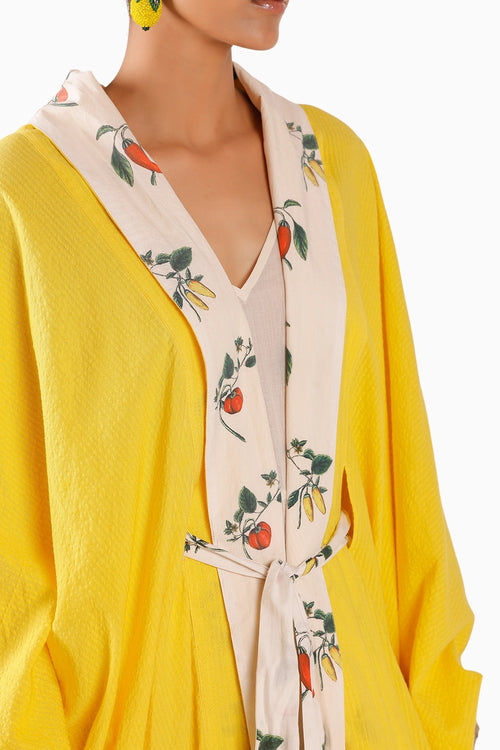 Chilly Print Yellow Shrug