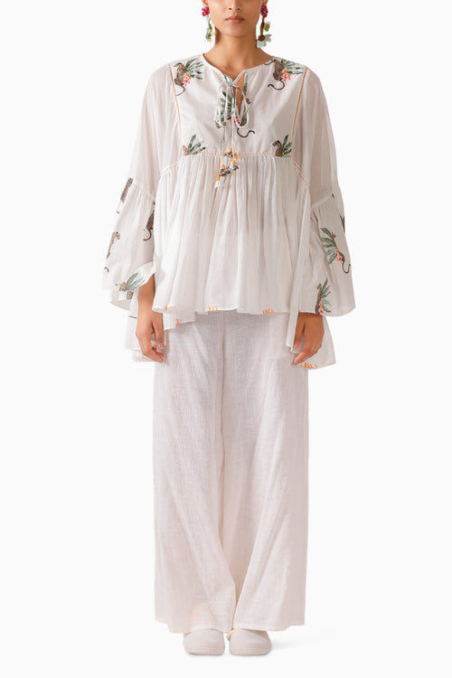 Off-White Leopard Embroidered Top
