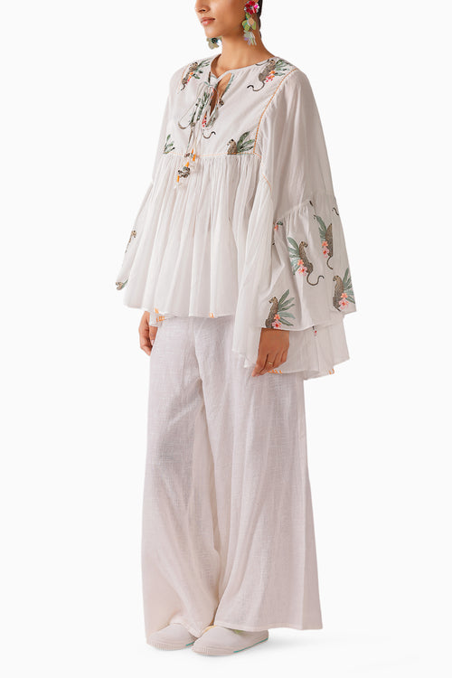 Off-White Leopard Embroidered Top