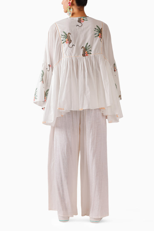 Off-White Leopard Embroidered Top